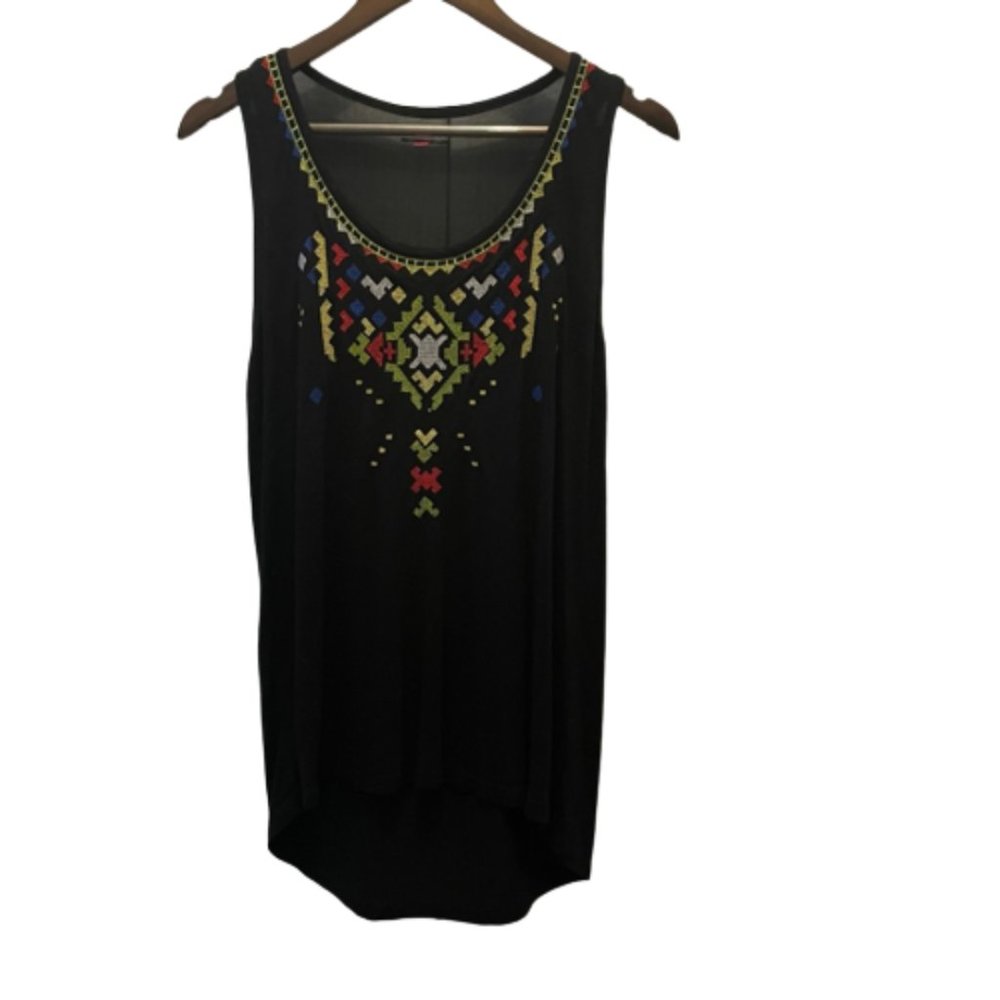 Vince Camuto Women's Black Embroidered Tank Top Size Small